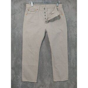 Levis 501xx Jeans Mens 32x29 Beige Denim Button Fly Straight Leg